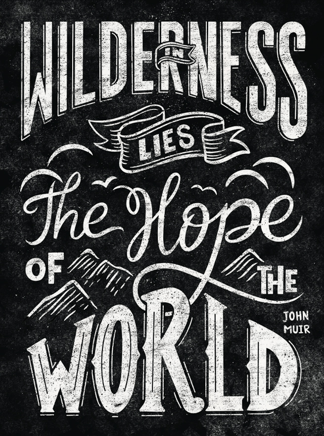 Eastern Spring Co Lettering art - In Wilderness lies the hope of the world, John Muir